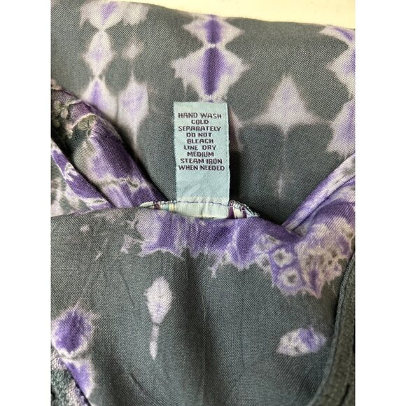 Studio West Women’s PL Tie-Dye V-Neck Top With Lace Detail Grey/Plum Boho Chic - Picture 8 of 11